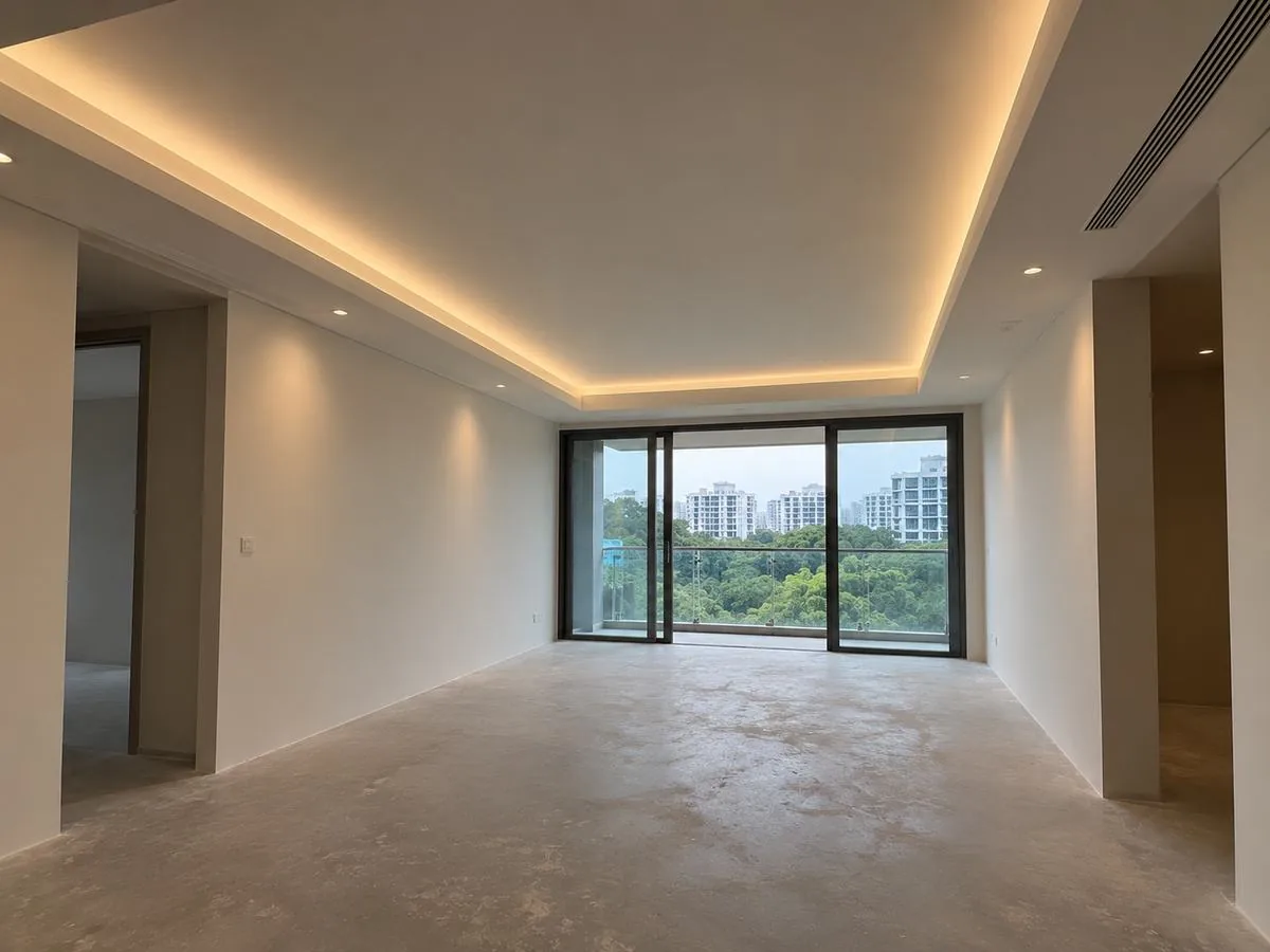 Hallway ceiling L-box with warm cove lighting