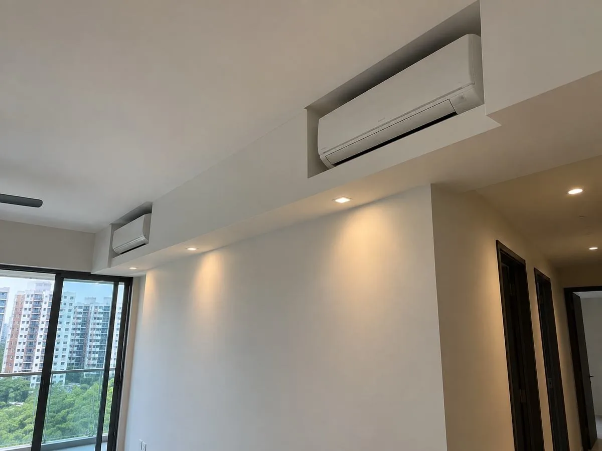 Ceiling box-up concealing aircon trunking