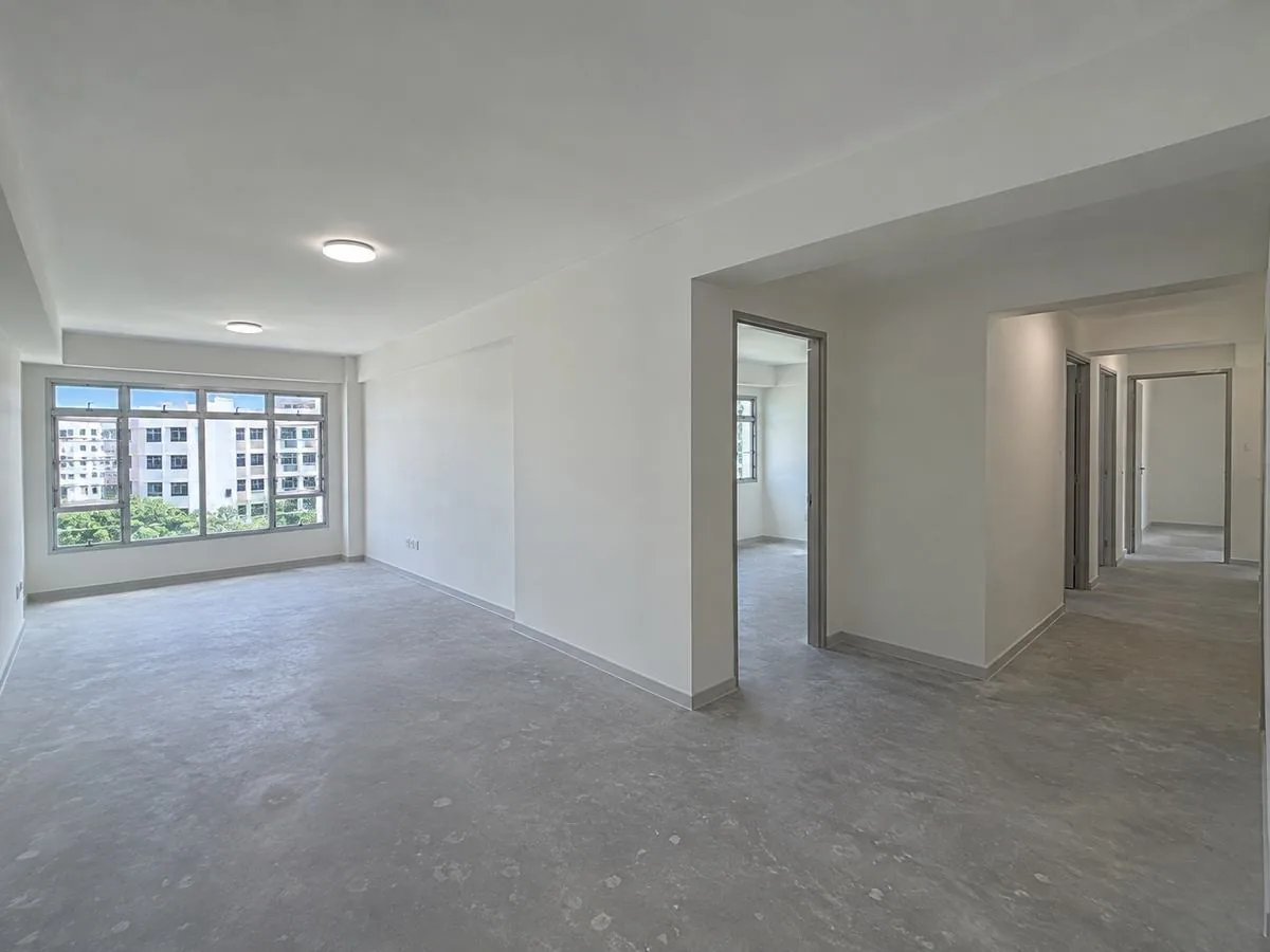 Freshly painted, empty living space ready for handover